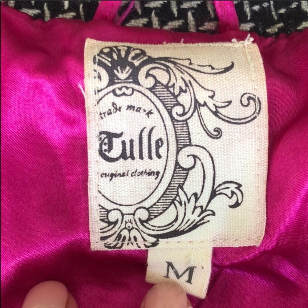 (Sold) Anthro Tulle Black and Tan Jacket 3/4 Sleev - Picture 7 of 8